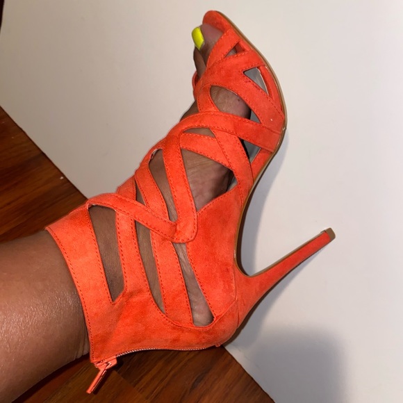 Aldo Orange Faux Suede Caged Sandal - Picture 3 of 7